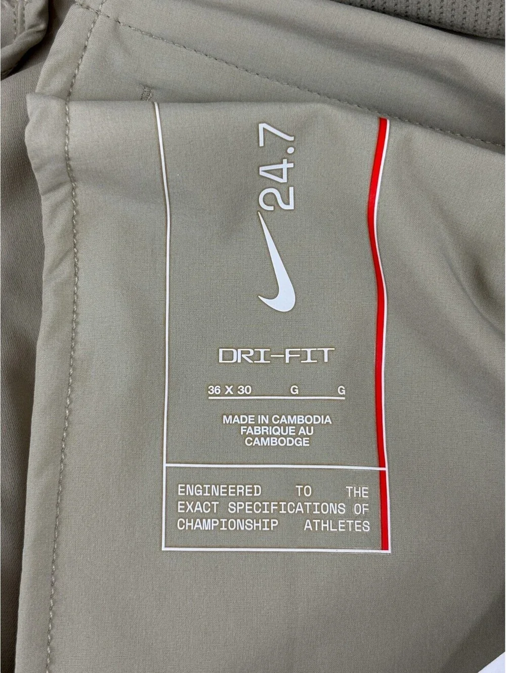 Nike 24.7 Perfect Stretch Utility Pants Men’s 36x30 Khaki Dri-FIT UV HV0377